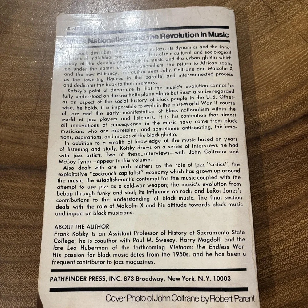 Black Nationalism and the Revolution in Music Frank Kofsky 1970 1st Print